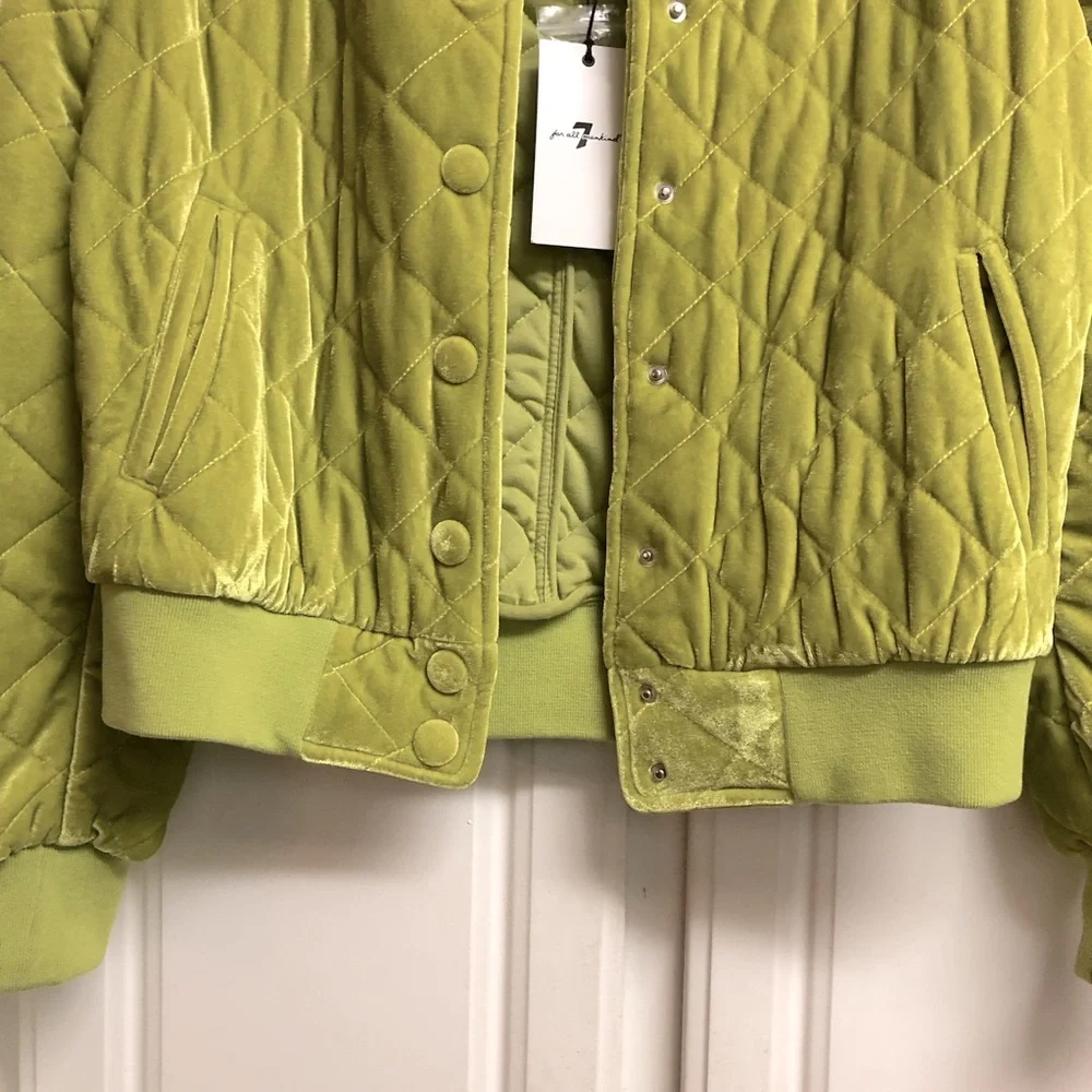 7 For All Mankind Chartreuse Bomber Jacket - Picture 3 of 9